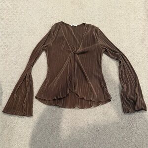 Bear Dance Chocolate Brown Flared Sleeve Blouse